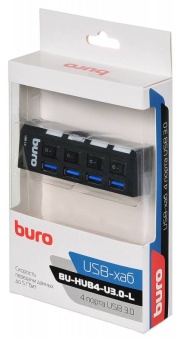 Концентратор USB 3.0 4-port HUB BURO BU-HUB4-U3.0-L