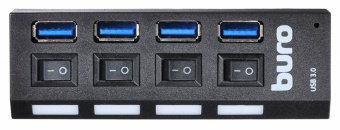 Концентратор USB 3.0 4-port HUB BURO BU-HUB4-U3.0-L