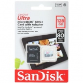 Карта памяти MicroSDXC 128GB SanDisk Class 10 Ultra 80 MB/s (SD адаптер)