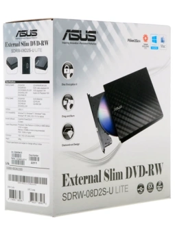 Привод USB 2.0 DVD±RW ASUS <SDRW-08D2S-U>Black Slim